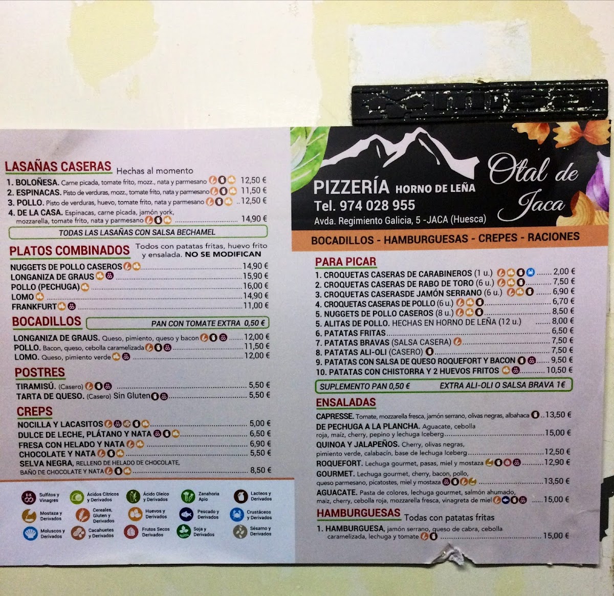 Menu La Crepería Otal De Jaca-1