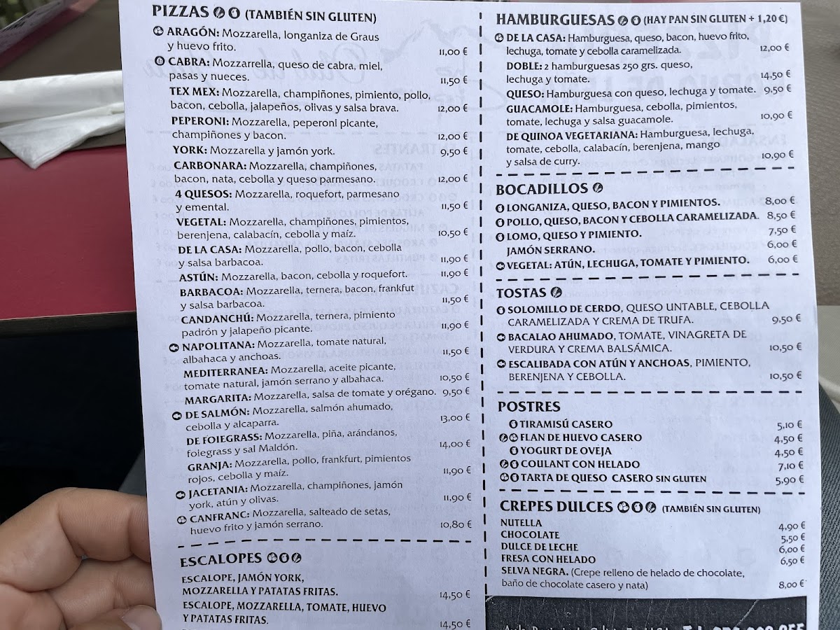 Menu La Crepería Otal De Jaca-9